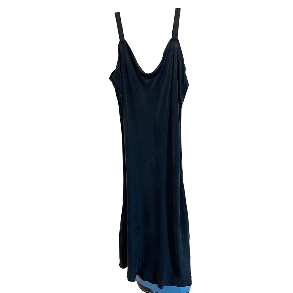 NEW J. Crew Gwyneth V-neck Slip Dress Black Cupro Blend Midi Size 20 Chic NWT